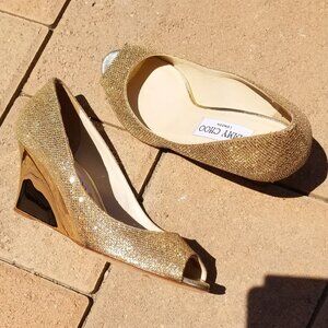 Jimmy Choo Sparkly Gold Wedges Size 35 (Size 5 US)